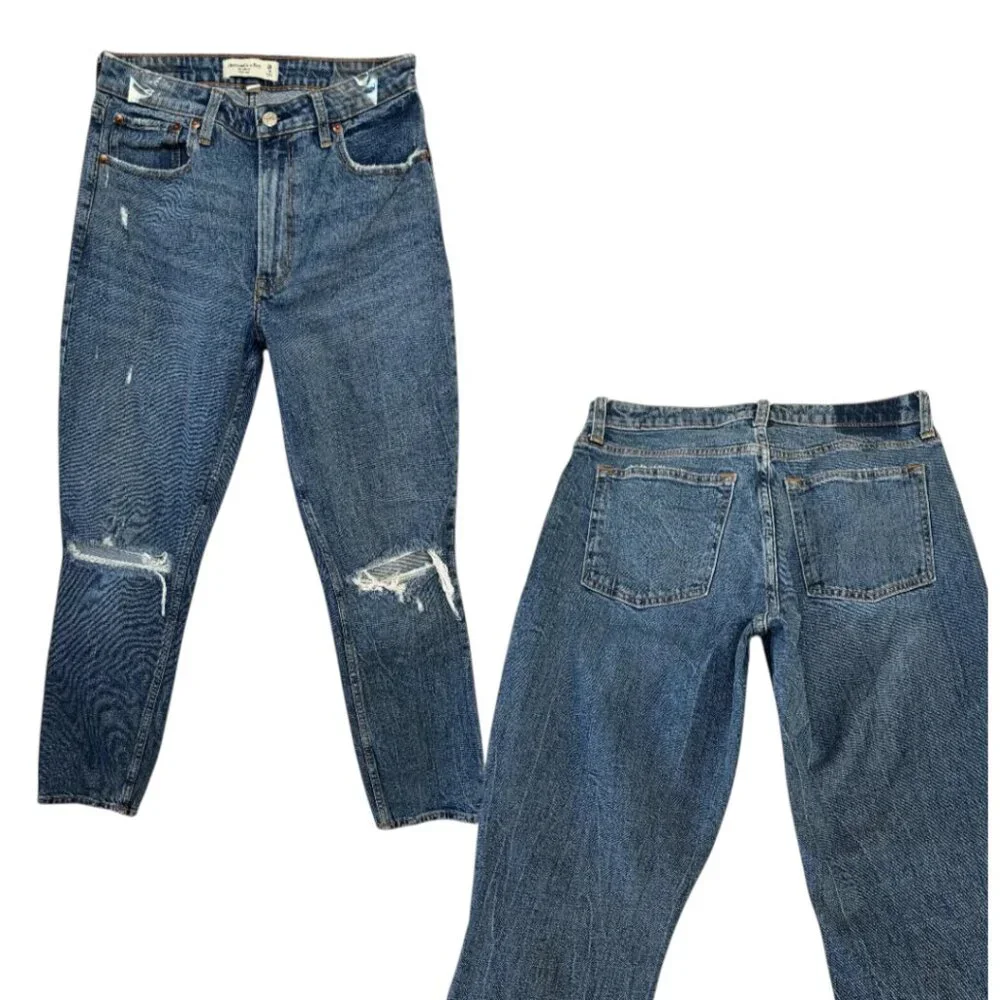 ABERCROMBIE CURVE LOVE HIGH RISE ANKLE CROP DISTRESSED JEANS SZ.‎ 28